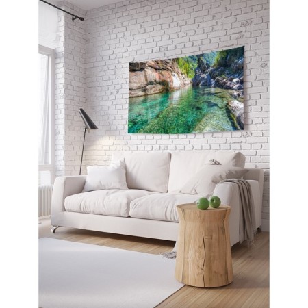 Decorative panel with photo printing "Swiss river Verzaska", horizontal, size 100x150 cm