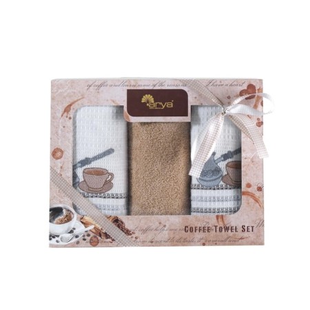 A set of towels Brazil, size 40x60 cm, brown color, 3 pcs