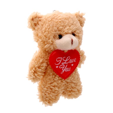 Soft toy "Mishutka with a heart" on a key fob, 11 cm, color mix-2