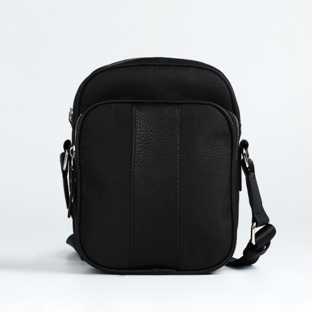 Male bag over the shoulder, Textura, artificial leather, black color