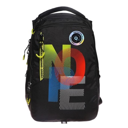 Youth backpack, 42 ​​x 31 x 22 cm, Grizzly 338, ergonomic back, laptop compartment, black/yellow RU-338-4_1-2