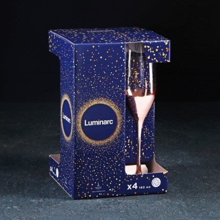 A set of glass glasses for champagne "Electric copper", 160 ml, 4 pcs-1