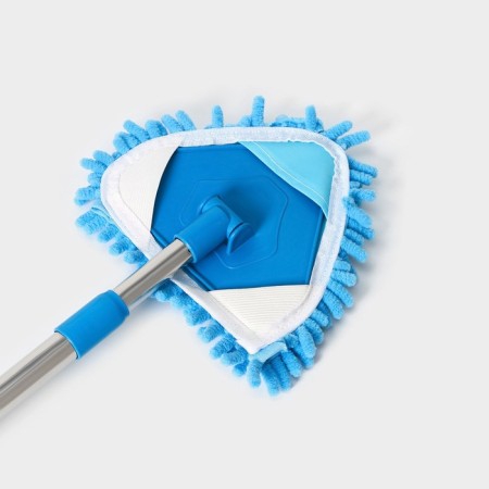 Workshop with a telescopic metal handle of a dilan, 14 × 16 × 54 (86) cm, rotary head, microfiber, blue color-5