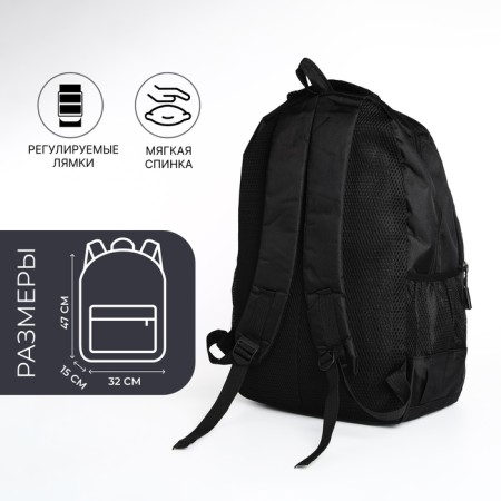 Male backpack on a zipper, 4 outer pockets, black/blue color-1