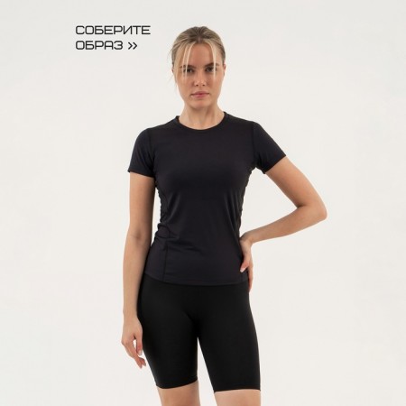 Women's T -shirt with inserts, basic, size S (44), black color-8