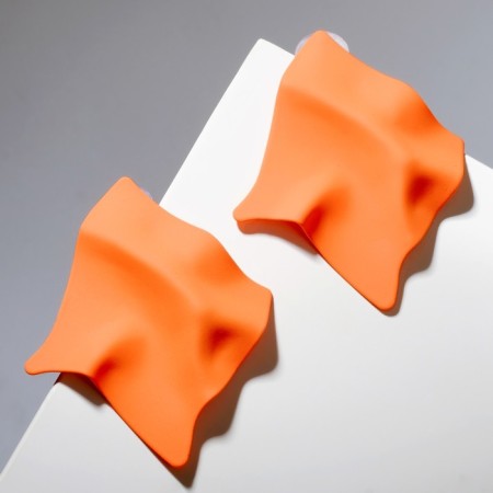 Earrings Metal "brightness" rhombus, orange color-1