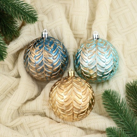 Set of balls plastic D-8 cm, 3 pcs "Madel" branches, mix