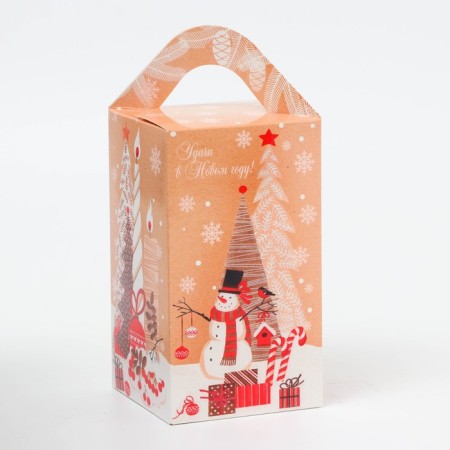 New Year. Gift box New Year's tetrahedral large "Christmas trees" 10 x 10 x 18 cm.-2