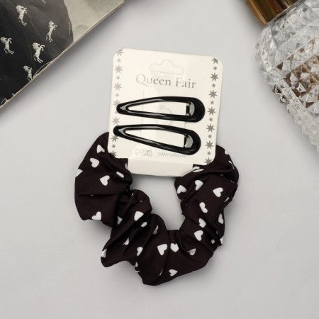 Hair set "Emilia" (elastic band, 2 invisibility 4.5 cm) hearts, black