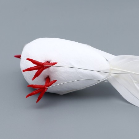 A bird for decoration and floristry, on the clothespin, white, plastic, 1 pc., 8 x 8 cm-10