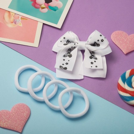 Hair set "Baby" 5 pcs (1 clamp, 4 elastic bands) butterflies-1