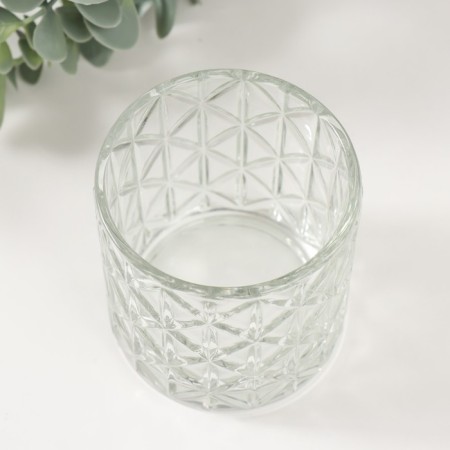 Bank for candles glass "rhombus" transparent 200 ml 7x7x8 cm-1