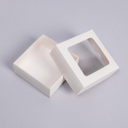 The box is folding, the lid is, with the window, white, 13 x 13 x 5 cm-2