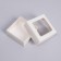 The box is folding, the lid is, with the window, white, 13 x 13 x 5 cm