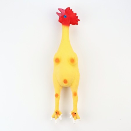 Fresh toy for dogs from latex "Rooster", 41 cm, light yellow/red-1
