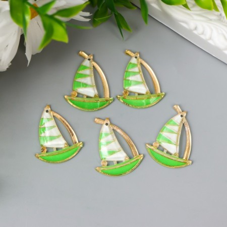 Decor for creativity plastic "Sailor Green" with gold 2.9x2.3 cm-2