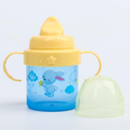 Baby chipper with solid nose "Bunny. Mothers and babies ", 150 ml, with handles, blue color-3