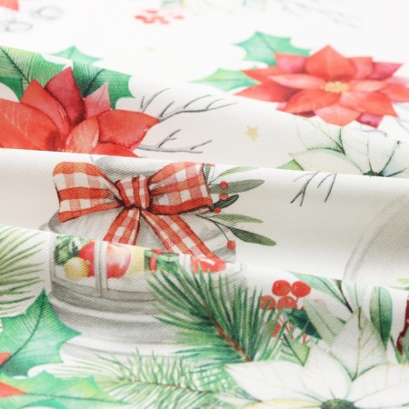 Apron "Ethel" Christmas Red Flowers 60x70cm, 100% HL, sarzha 190 g/m2-13