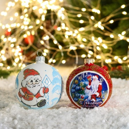 New Year's ball "Santa Claus Walking" mix D-8 cm, mix-3