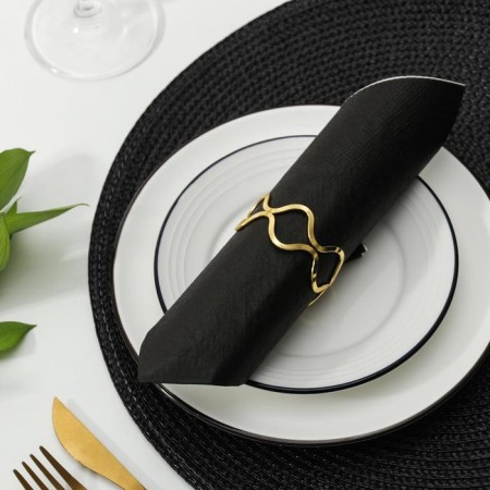 Ring for napkin "Two lines", 5.5 × 2.5 cm, gold color-2