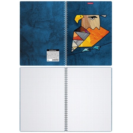 A4 notebook, 80 sheets in a cage on the crest Erichkrause "Birds", a plastic cover, an offset unit, white 100%, mix-4