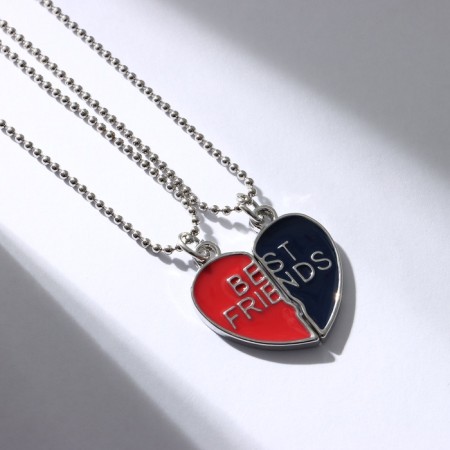 Kulons "Demetrons" Best Friends, Heart, Red-blue color in silver, 45 cm-2