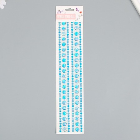 Sticker of rhinestones plastic "circles with microbiser" MIX 31.5x6.7 cm-1