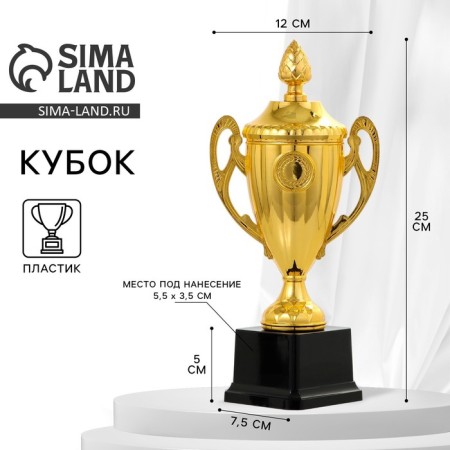 Cup 084, award figure, gold, plastic stand, 25 x 12 x 7.5 cm.