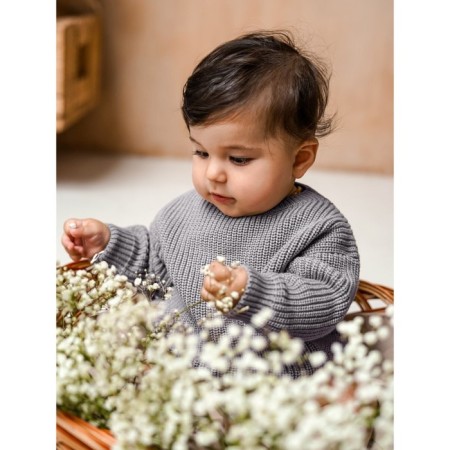Sweater Knitted Children's Amarobaby Pure Love Buddy, height 98 cm, color gray color-8