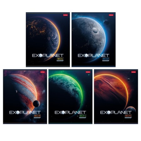 Notebook of 80 sheets in a cage, exoplanet, cover coated cardboard, glossy lamination, mix