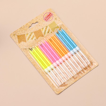 Candles for the cake "Neon", 10 cm, high, 36 pcs, multi -colored-2