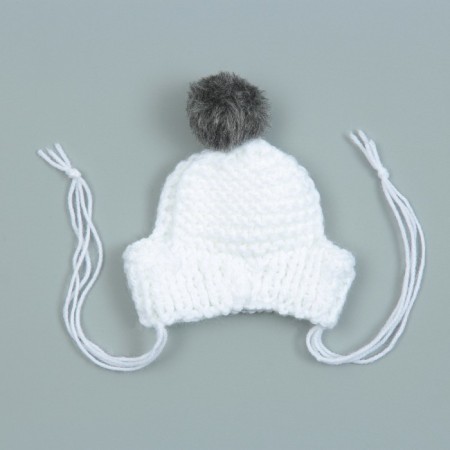 Knitted hat for dogs, with pompom, XS-S (head volume 22 cm, height 7.5 cm), mix-8
