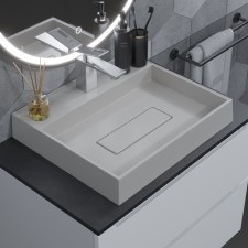 Sink uperwood tanos quartz 50 cm, block quartz, with a decorative lining