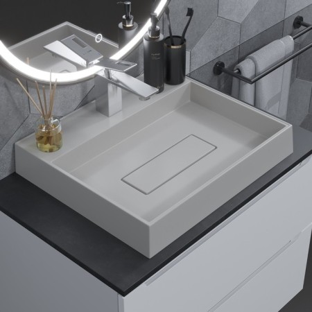 Sink uperwood tanos quartz 50 cm, block quartz, with a decorative lining