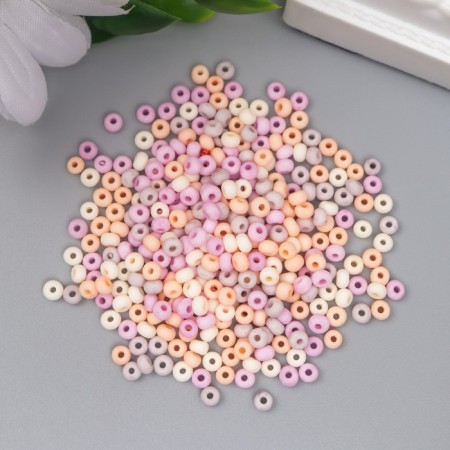 Glass beads 8/0 "Marshmallo. Matte. Melange. Ash-pink" 10 g