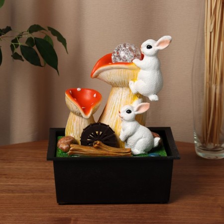 Fountain "Bunnies at the fly agaric" 20x27 cm (with backlight)