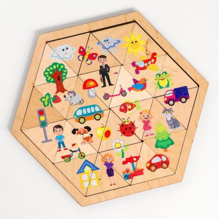 Puzzle wooden "World around. Entertaining triangles "
