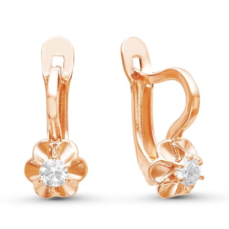 Children's earrings "Flower", pink gilding, white color
