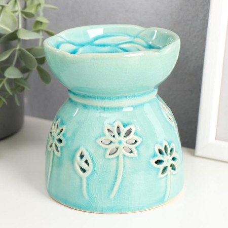 Aroma lamp ceramics "Lotuses" Blue 11.2x10x10 cm