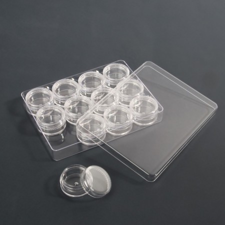 A set of jars for decor, 12 pcs, in an organizer, 4 ml, 12 × 10 × 3 cm, the color is transparent-1
