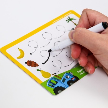 Developing set of writers -asters "Learning to write lines and figures" 20 cards, marker, blue tractor-2