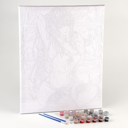 Picture on numbers on canvas with a subframe "Girl by the window", 40 x 50 cm-1