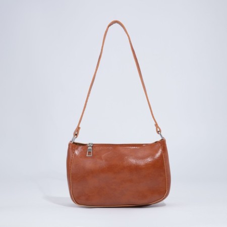 Baget bag with zipper, brown color