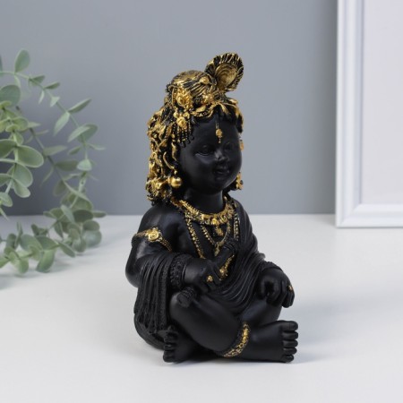 NECSK Polystone "Krishna with flute" 11x11x18.6 cm-1