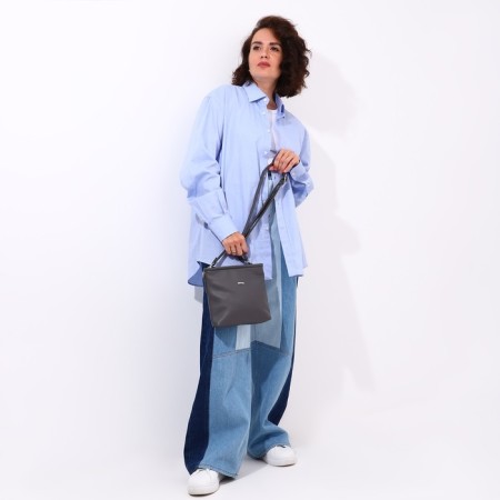 Bag Cross-Bodi with a zipper, gray color-1