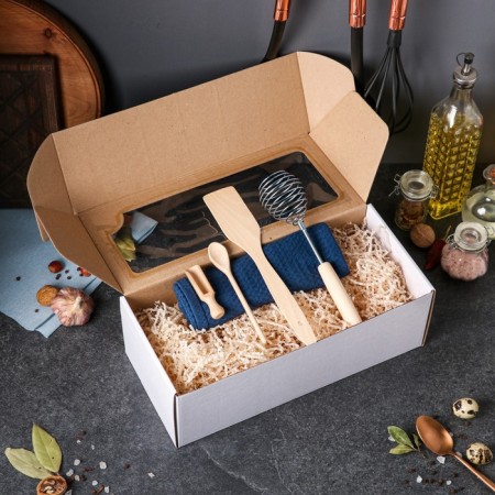Gift set of kitchen utensils "Slavic", 5 items: scoop, spatula, corolla, spoon, towel-2
