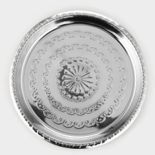 Stainless steel tray is round “Laughing”, D = 33 cm, silver color