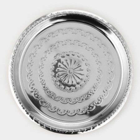 Stainless steel tray is round “Laughing”, D = 33 cm, silver color