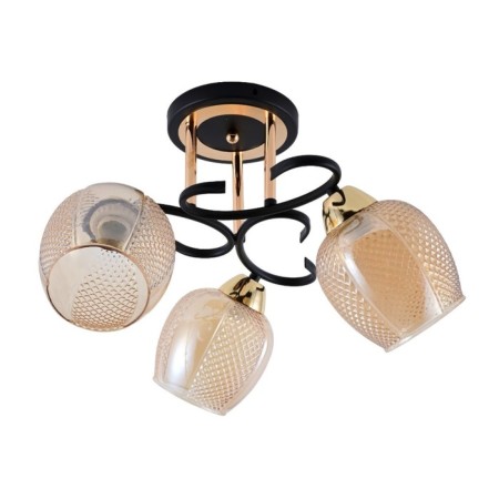 Lamp Ceiling Economy Highlight 12164/3MBK+GD BR, 3x60W, E27, 26x49x49 cm, gold color