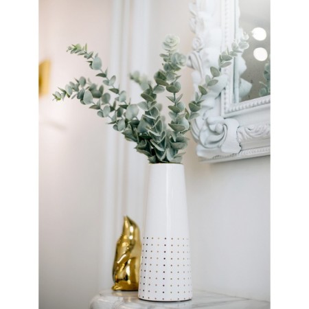 Decorative vase "Art Deco", 10 × 10 × 25 cm, white color with gold